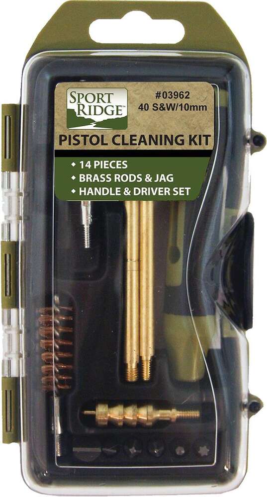 Cleaning Equipment Sport Ridge Ready Series TacShield 40cal/10mm 14pc Pistol Cleaning Kit BLK